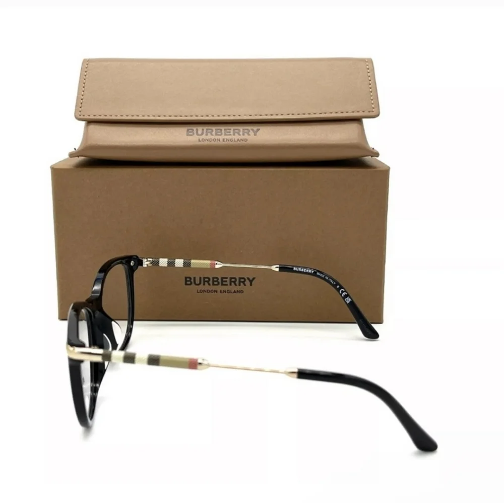 Burberry Black Gold Plaid Womens Eyewear Glasses